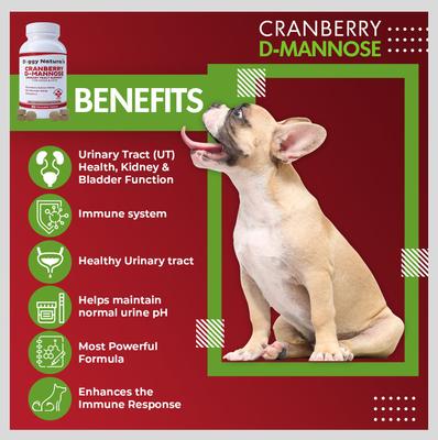 Show full view: Pet Health Pharma Cranberry D-Mannose Urinary Tract Infection Support Cat & Dog Supplement, 60 count slide 8 of 10