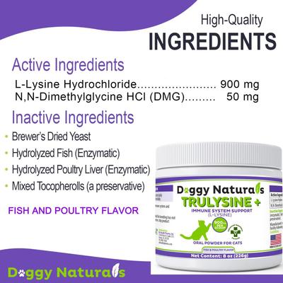 Show full view: Pet Health Pharma Doggy Naturals Trulysine+ Powder Immune Supplement for Cats, 8-oz slide 3 of 9