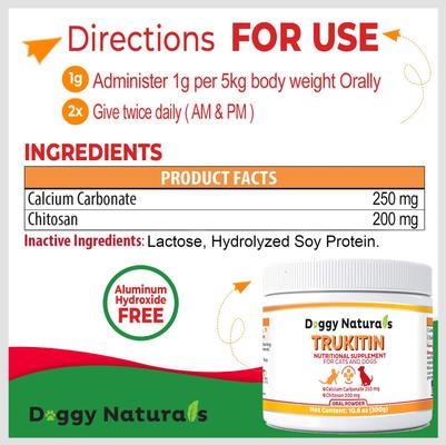 Show full view: Pet Health Pharma Trukitin Powder Kidney Supplement for Dogs & Cats, 300-g jar slide 3 of 9