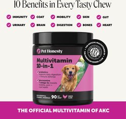 Pet Honesty 10-in-1 Multivitamin with Probiotics, Glucosamine & Omega-3 Chicken Flavored Soft Chews Vitamins & Supplements for Dogs, 90 count slide 2 of 9