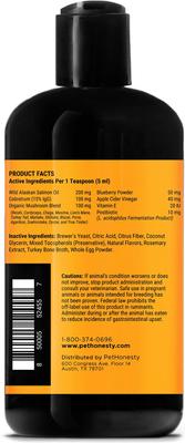 Show full view: Pet Honesty Allergy Anti-Itch Salmon Oil Turkey Flavored Allergy & Itch Relief Supplement for Dogs, 16-fl oz bottle slide 8 of 12