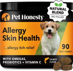 Pet Honesty Allergy Skin Health Salmon Flavored Allergy & Itch Relief, Omega-3 Supplement for Dogs, 90 count slide 1 of 8