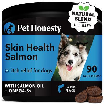 Show full view: Pet Honesty Allergy SkinHealth & Flaxseed, Omegas & Probiotics Dog Supplement, 90 count + Pet Honesty Salmon SkinHealth Snacks Skin & Coat Soft Chews Dog Supplement, 90 count slide 2 of 9
