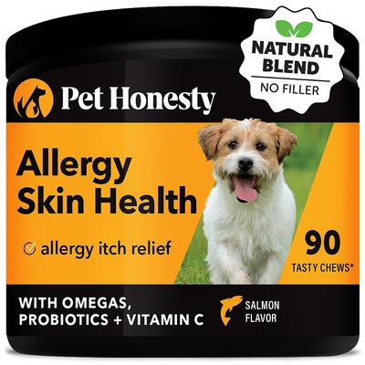 Show full view: Pet Honesty Allergy SkinHealth & Flaxseed, Omegas & Probiotics Dog Supplement, 90 count + Pet Honesty Salmon SkinHealth Snacks Skin & Coat Soft Chews Dog Supplement, 90 count slide 6 of 9