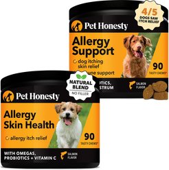 Pet Honesty Allergy Support Immunity Strength & Digestive Health Soft Chews + Allergy SkinHealth & Flaxseed, Omegas & Probiotics Dog Supplement