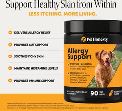 Pet Honesty Allergy Support Peanut Butter Flavored Colostrum & Turmeric Chews, Itchy Skin, Immune & Allergy Relief Supplement for Dogs, 90 count slide 2 of 9