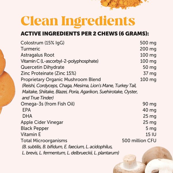 Show full view: Pet Honesty Allergy Support Peanut Butter Flavored Colostrum & Turmeric Chews, Itchy Skin, Immune & Allergy Relief Supplement for Dogs, 90 count slide 3 of 12