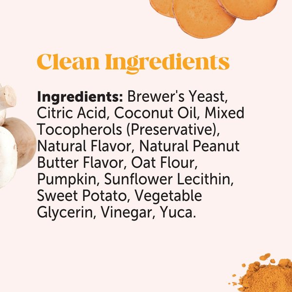 Show full view: Pet Honesty Allergy Support Peanut Butter Flavored Colostrum & Turmeric Chews, Itchy Skin, Immune & Allergy Relief Supplement for Dogs, 90 count slide 4 of 12
