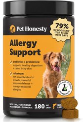 Pet Honesty Allergy Support Salmon Flavored Colostrum & Turmeric Chews, Itchy Skin, Immune & Allergy Relief Supplement for Dogs, 180 count
