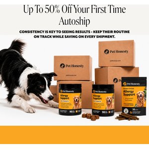 Pet Honesty Allergy Support Salmon Flavored Colostrum & Turmeric Chews, Itchy Skin, Immune & Allergy Relief Supplement for Dogs, 90 count