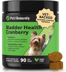 Pet Honesty Bladder Health Cranberry Chicken Flavored Soft Chews, Urinary & Kidney Supplement for Dogs, 90 count