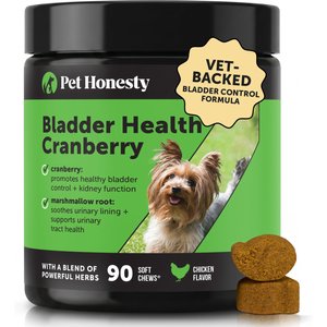 Pet Honesty Bladder Health Cranberry Chicken Flavored Soft Chews, Urinary & Kidney Supplement for Dogs, 90 count
