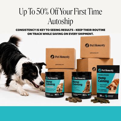 Show full view: Pet Honesty Calming Hemp Chicken Flavored Calming & Anxiety Chews Supplement for Dogs, 90 count slide 10 of 13