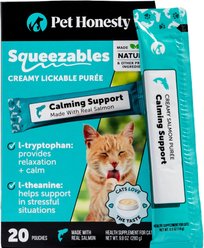 Pet Honesty Calming Squeezables Salmon Flavored Creamy Lickable Puree Supplement for Cats, 20 count