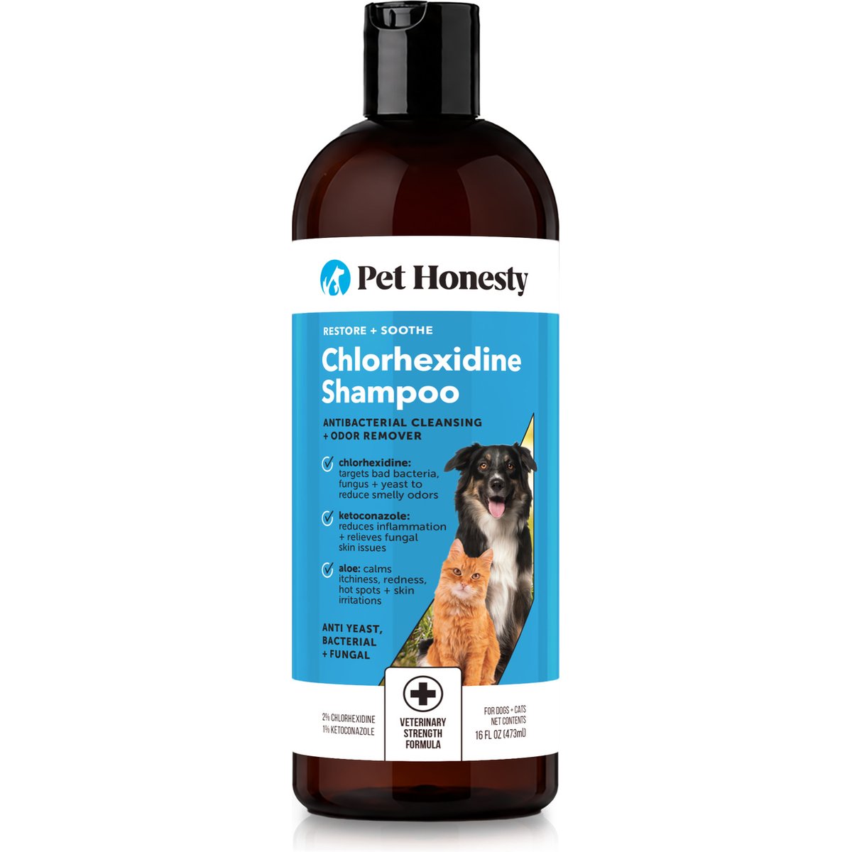 Pet Honesty Chlorhexidine Antibacterial Itchy Skin, Allergy Relief & Sensitive Skin Dog Shampoo, 16-fl oz bottle