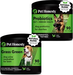 Pet Honesty Digestive Probiotic Snacks Health Soft Chews Dog Supplement, 90 count + Pet Honesty GrassGreen Snacks Cranberry Extract with Probiotics Soft Chews Dog Supplement, 90 count