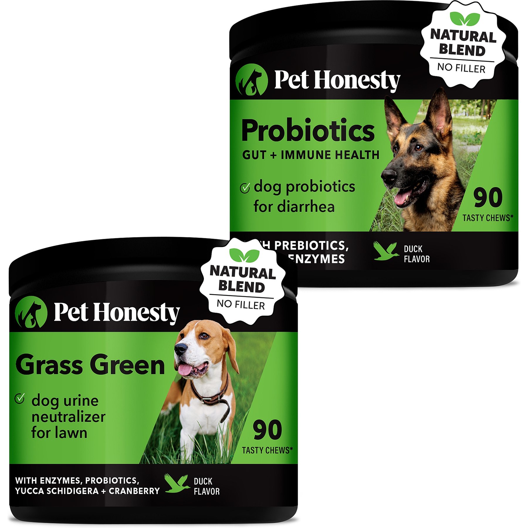 Pet Honesty Digestive Probiotic Snacks Health Soft Chews Dog Supplement, 90 count + Pet Honesty GrassGreen Snacks Cranberry Extract with Probiotics Soft Chews Dog Supplement, 90 count