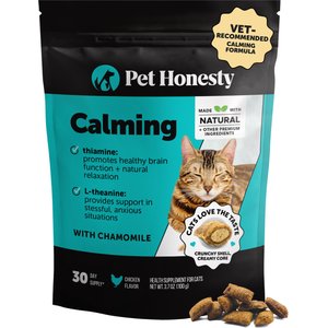 Pet Honesty Dual Texture Chicken Flavored Chew Calming Supplement for Cats, 3.7-oz pouch