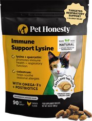 Pet Honesty Dual Texture Chicken Flavored Immune Support Lysine Chews for Cats, 10.5-oz pouch