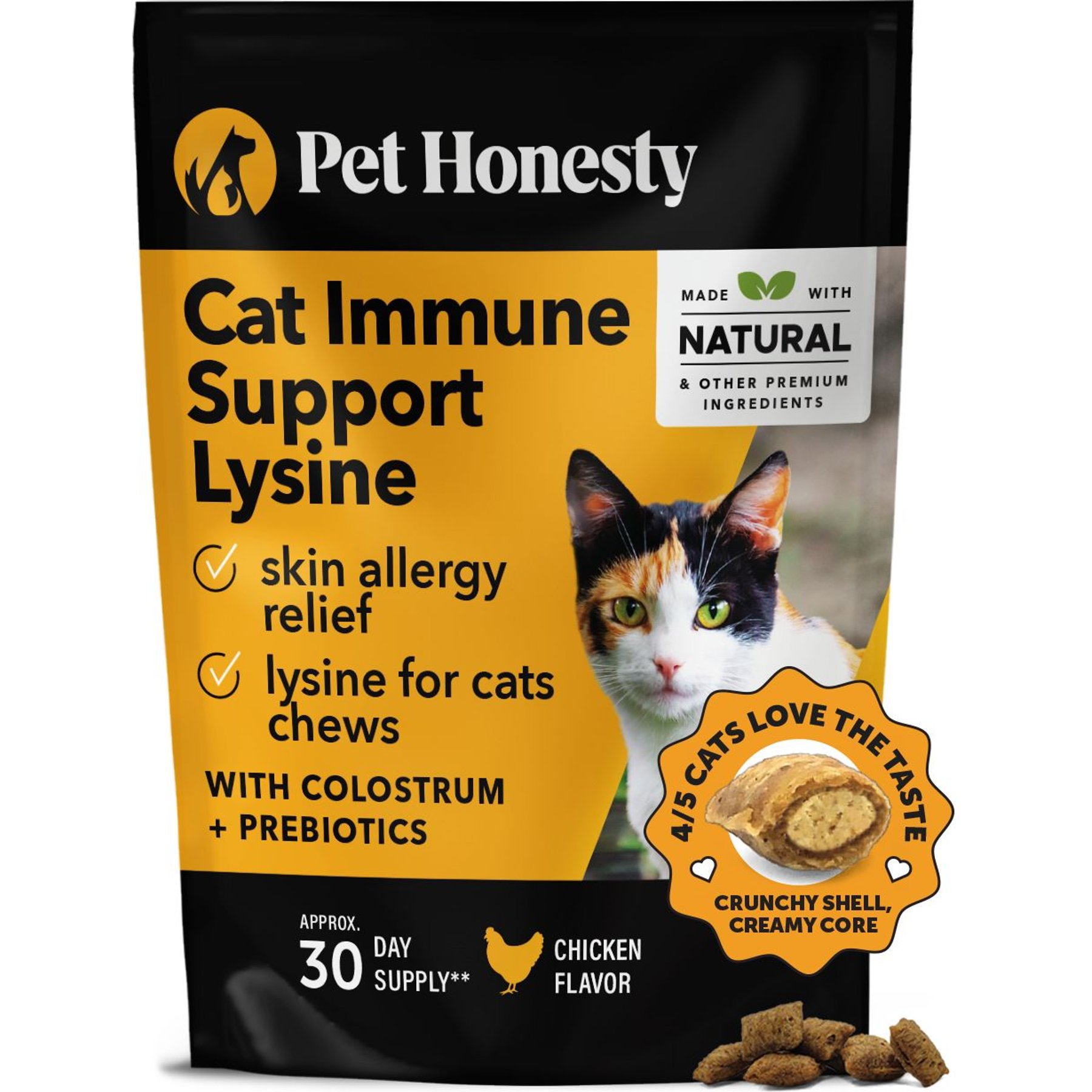 Pet Honesty Dual Texture Chicken Flavored Immune Support Lysine Chews for Cats, 2 + Pet Honesty Dual Texture Chicken Flavored Multivitamin Omega-3 & Lysine Chews for Cats, 2