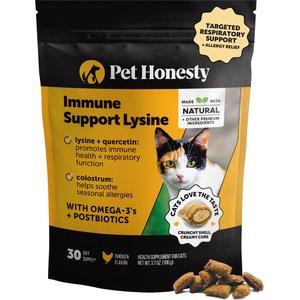 Pet Honesty Dual Texture Chicken Flavored Immune Support Lysine Chews for Cats, 3.7-oz pouch