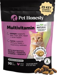 Pet Honesty Dual Texture Chicken Flavored Multivitamin Omega-3 & Lysine Chews for Cats, 10.5-oz pouch