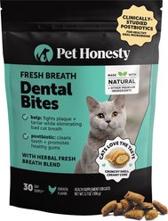 Pet Honesty Fresh Breath Chicken Flavor Dental Bites Supplement for Cats, 3.7-oz pouch