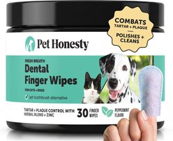 Pet Honesty Fresh Breath Dog & Cat Dental Wipes, 30 count