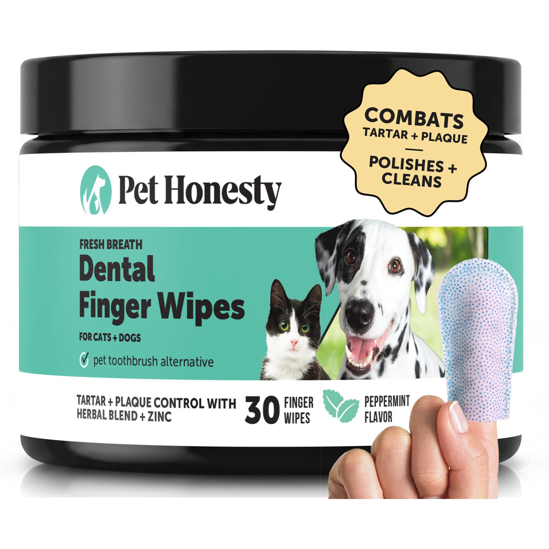 Pet Honesty Fresh Breath Dog & Cat Dental Wipes, 30 count