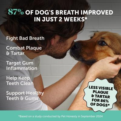 Show full view: Pet Honesty Fresh Breath Freshener Mint Flavored Dental Powder for Dogs, 5.29-oz jar slide 3 of 12