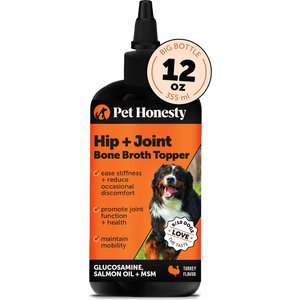 Pet Honesty Glucosamine + Salmon Oil Turkey Flavored Joint Support Liquid Supplement for Dogs, 12-fl oz bottle
