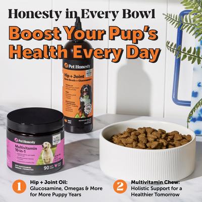 Show full view: Pet Honesty Glucosamine + Salmon Oil Turkey Flavored Joint Support Liquid Supplement for Dogs, 12-fl oz bottle slide 8 of 11