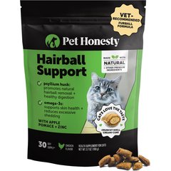 Pet Honesty Hairball Control Chicken Flavored Chews Digestive Support Supplement for Cats, 3.7-oz pouch