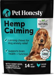 Pet Honesty Hemp Calming Chicken Flavored Soft Chew Supplement for Dogs, 14 count