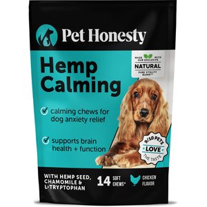 Pet Honesty Hemp Calming Chicken Flavored Soft Chew Supplement for Dogs, 14 count