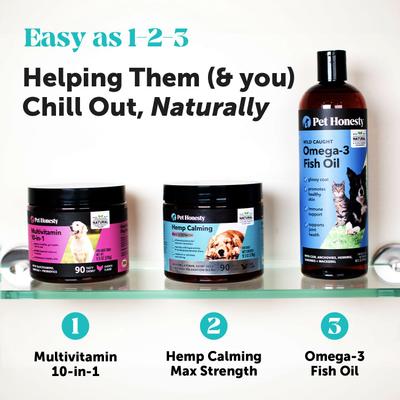 Show full view: Pet Honesty Hemp Calming Max-Strength Duck Flavored Melatonin, Ashwaganda & L-Theanine Chews Calming & Anxiety Supplement for Dogs, 90-count slide 8 of 13