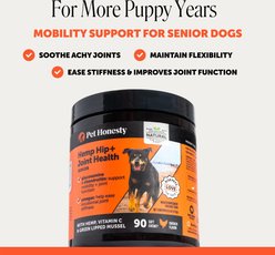 Pet Honesty Hemp Hip & Joint Chicken Flavored Glucosamine & Hemp Chews Joint Supplements for Senior Dogs, 90 count slide 2 of 9