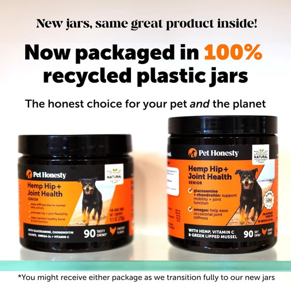 Pet Honesty Hemp Hip & Joint Chicken Flavored Glucosamine & Hemp Chews Joint Supplements for Senior Dogs