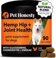 Pet Honesty Hemp Hip + Joint Health Duck Soft Chews Glucosamine, Chondroitin Supplement for Dogs, 90 count