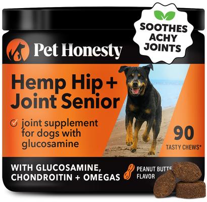 Show full view: Pet Honesty Hemp Hip & Joint Peanut Butter Flavored Glucosamine & Hemp Chews Joint Supplements for Senior Dogs, 90 count slide 1 of 11