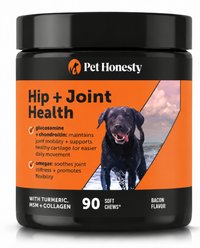 Pet Honesty Hip & Joint Health Mobility Support with Turmeric, MSM & Collagen Bacon Flavored Soft Chews Joint Supplement for Dogs, 90 count