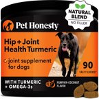 Pet Honesty Hip + Joint Health Pumpkin & Coconut Soft Chew Glucosamine Chondroitin Supplement for Dogs, 90 count