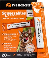 Pet Honesty Hip & Joint Squeezables Salmon Flavored Creamy Lickable Puree Supplement for Senior Cats, 20 count