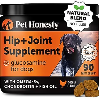 Pet Honesty Hip & Joint Supplement Chicken Flavored Glucosamine & Chondroitin with MSM, Turmeric Hip & Joint Chews for Dogs, 90 count slide 1 of 9