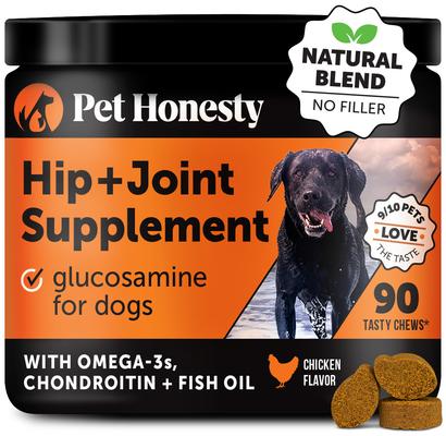 Show full view: Pet Honesty Hip & Joint Supplement Chicken Flavored Glucosamine & Chondroitin with MSM, Turmeric Hip & Joint Chews for Dogs, 90 count slide 1 of 13
