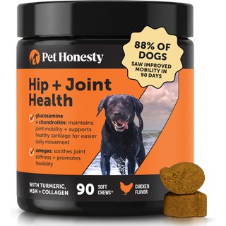 Pet Honesty Hip & Joint Supplement Chicken Flavored Glucosamine & Chondroitin with MSM, Turmeric Hip & Joint Chews for Dogs, 90 count slide 1 of 9