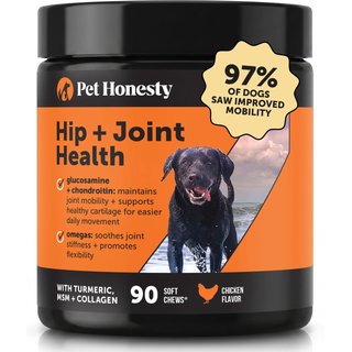 Pet Honesty Hip & Joint Supplement Chicken Flavored Glucosamine & Chondroitin with MSM, Turmeric Hip & Joint Chews for Dogs, 90 count slide 1 of 9
