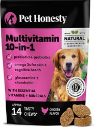 Pet Honesty Multivitamin 10-in-1 Chicken Flavor Glucosamine, Omega-3 Vitamins for Dogs, 14 count slide 1 of 9