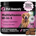 Pet Honesty Multivitamin 10-in-1 Peanut Butter Flavored Chews, Glucosamine, Omega 3 Vitamins for Dogs, 90 count