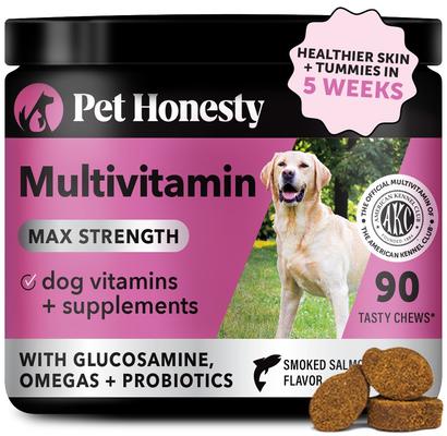 Show full view: Pet Honesty MultiVitamin Max-Strength Smoked Salmon Flavored Glucosamine Vitamins for Dogs, 90 count slide 1 of 12